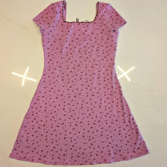 Art Class Girl's Sz XL 14 Cap Short Sleeve Square Neck Ribbed Dress Pink Barbie - Picture 7 of 10